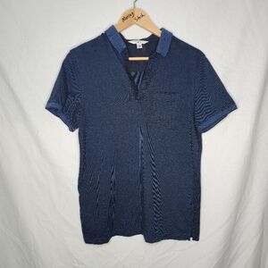 Calvin Klein Men's Blue Slim Fit Golf Shirt Short Sleeve Collared Size Medium